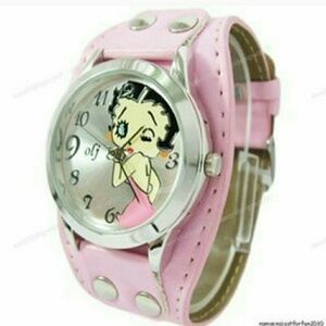 BETTY BOOP PINK LEATHER STRAP WRIST WATCH